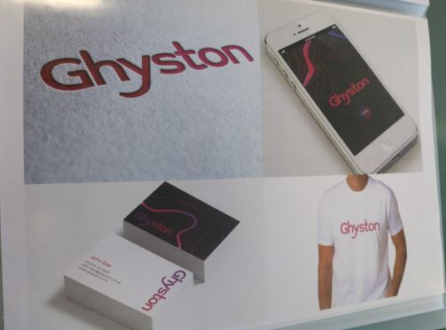 Ghyston neon purple logo type